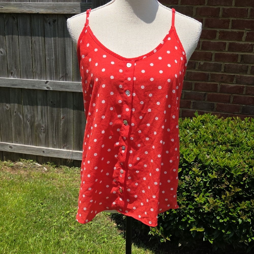 Daytrip Red and White Polka Dot Tank Size M